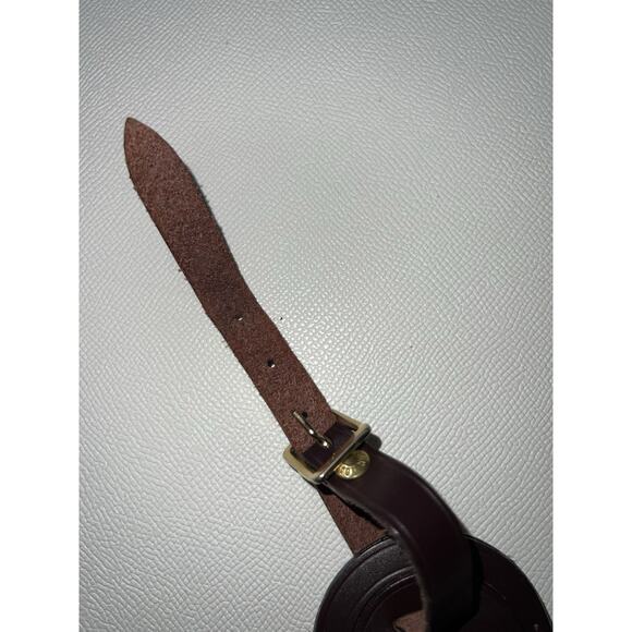 Louis Vuitton Name Tag Maroon Leather Bordeaux Burgundy Goldtone - Picture 11 of 16